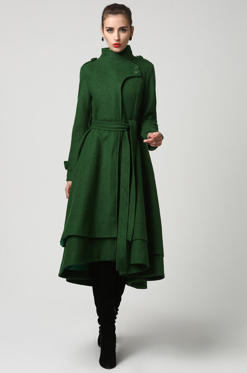 green wool dress