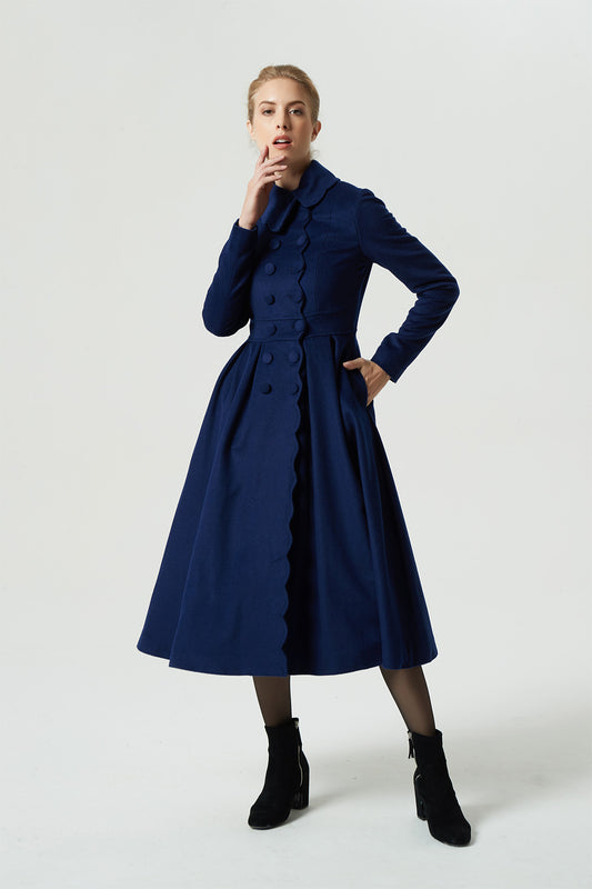 Vintage Inspired Long Wool Princess Coat Women, Fit and Flare Coat, Autumn  Winter Outwear, Trench Coat, Double Breasted Coat, Xiaolizi 3127 