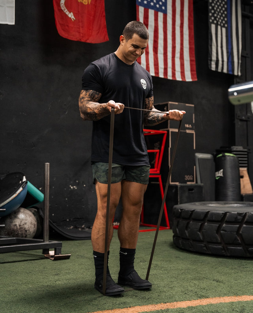 standing band wrist curls