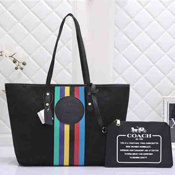 Coach GG Women Shopping Leather Tote Handbag Shoulder Bag Wallet Clutch Bag Wristlet Set Two-Piece