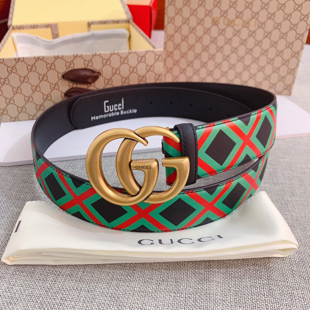 GG Men Woman Fashion Smooth Buckle Leather Belt