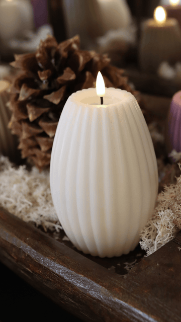 Deluxe LED Kerze - gerillt - Echtwachs - 3D Flamme | Deluxe Homeart