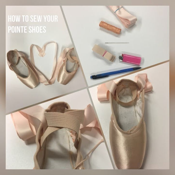 How to sew elastic bands onto ballet shoes tutorial