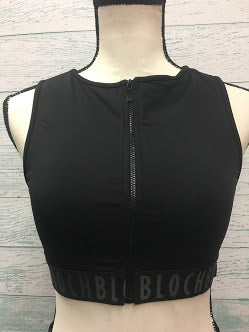 Bloch Ladies Zip Front Mesh Back Elastic Crop Ft5010 Limbers Dancewear