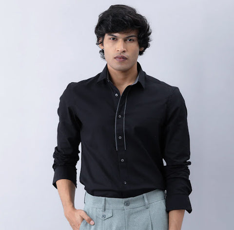 CAVELL-PLAIN BLACK SHIRT