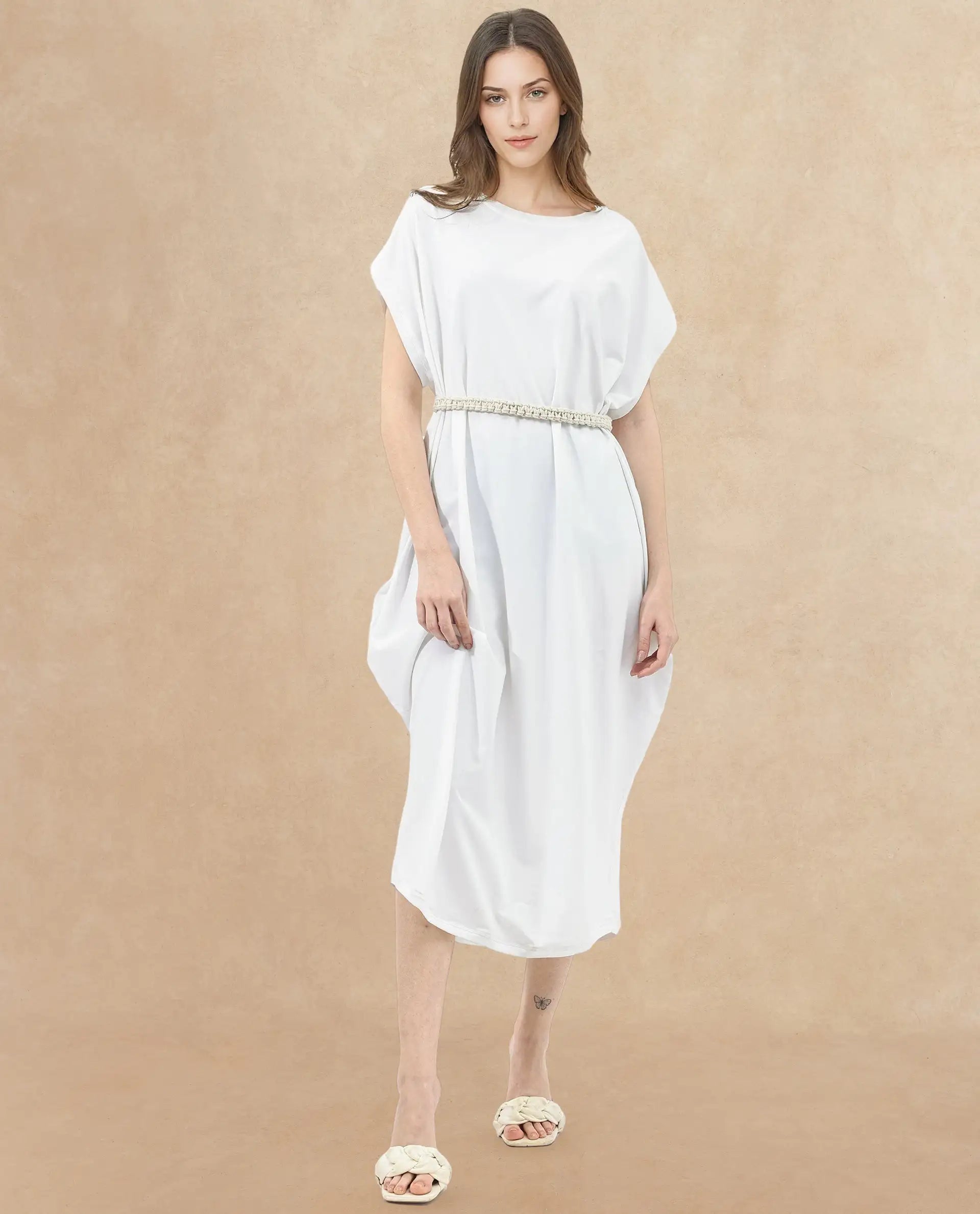 Rareism Womens Siriyo Off White Dress Sleeveless Crew Neck Solid