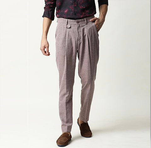 Buy Hiltl Men Navy Plain Flat-Front Trousers for Men Online | The Collective