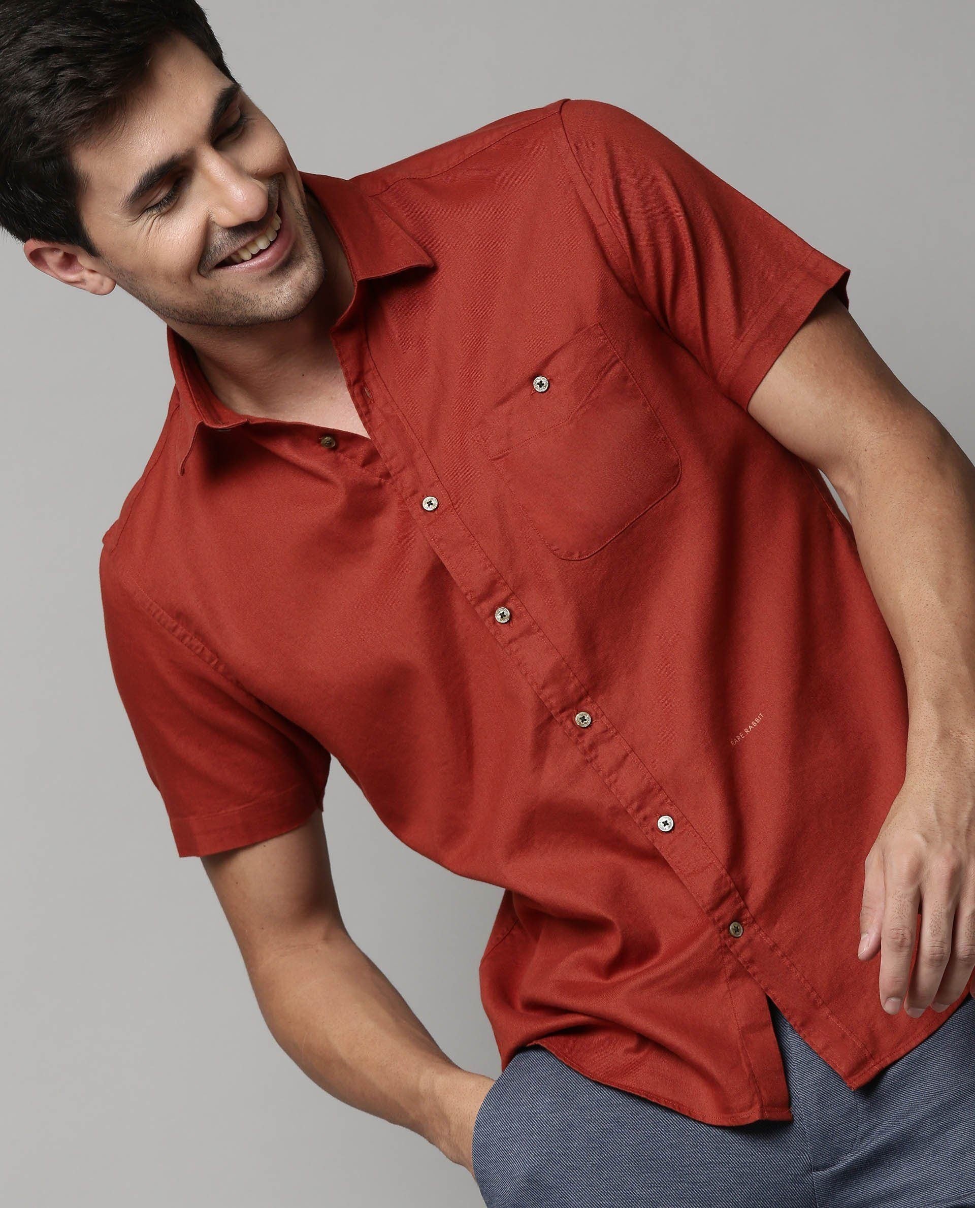 plain red shirt for men
