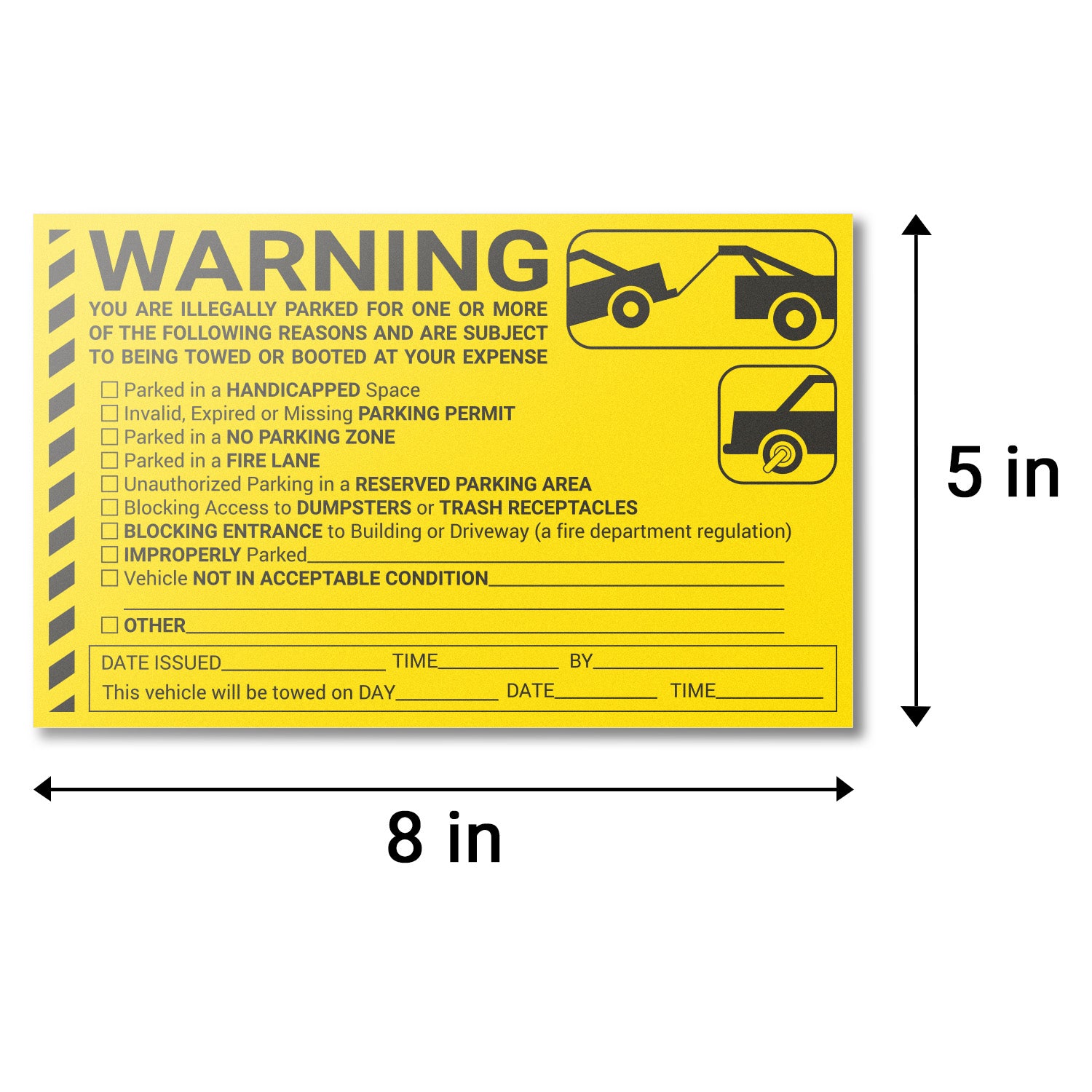 8 x 5 inch | Parking Violation: You are Illegally Parked Stickers