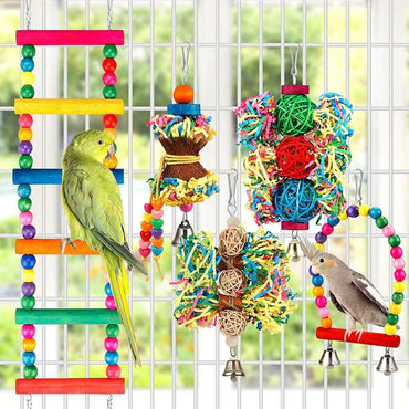 KUTKUT 10 Pcs Bird Parrot Swing Chewing Toys