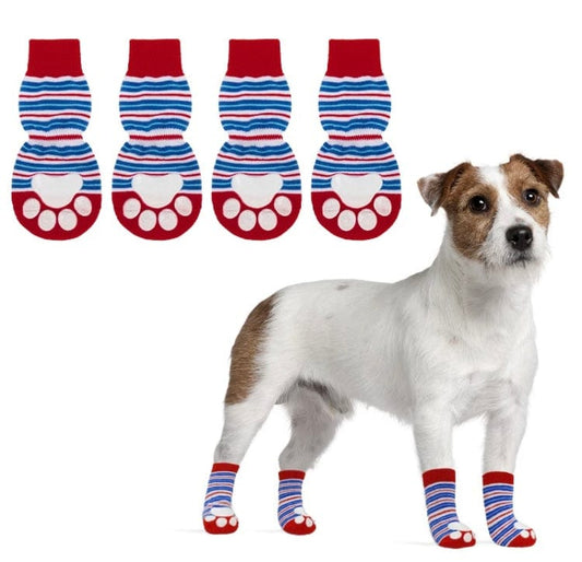 2 Pairs of Anti Slip Dog Socks-Dog Grip Socks with Straps Traction Control  for Indoor on Hardwood Floor Wear,Pet Paw Protector for Small Medium Large  Dogs A S 