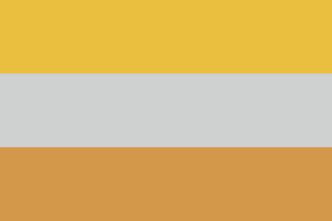 Original disability flag with gold stripes, Tricolour with three equally sized horizontal stripes of gold, silver, and bronze