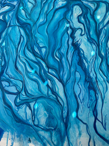 abstract blue painting original abstract art inspired by the Mediterranean sea