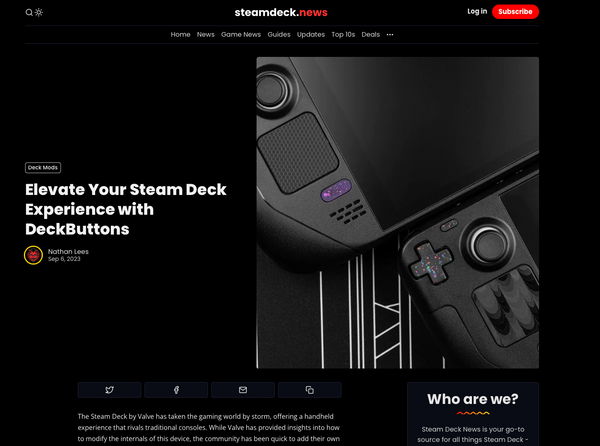 Link to steamdeck.news article about custom steam deck buttons from deckbuttons