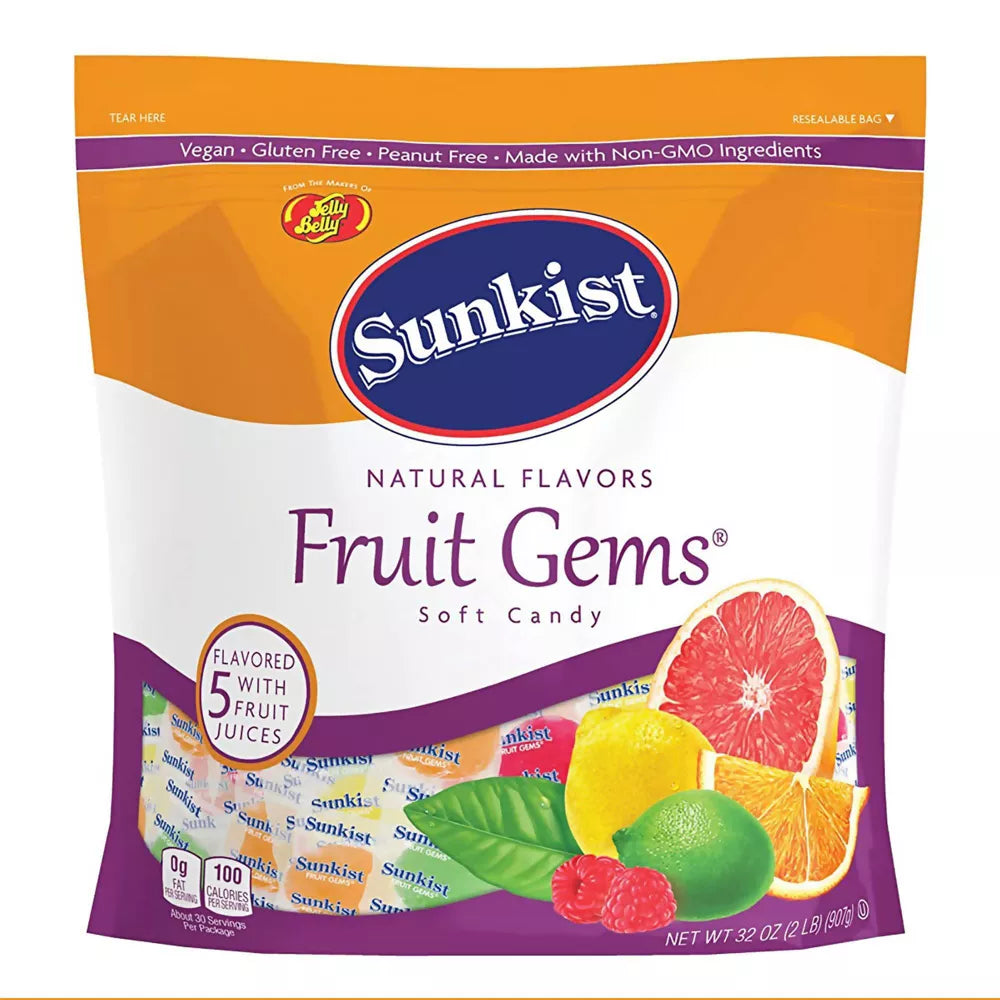 Sunkist Fruit Gems Soft Candy, Assorted Natural Flavors, 2 Lbs
