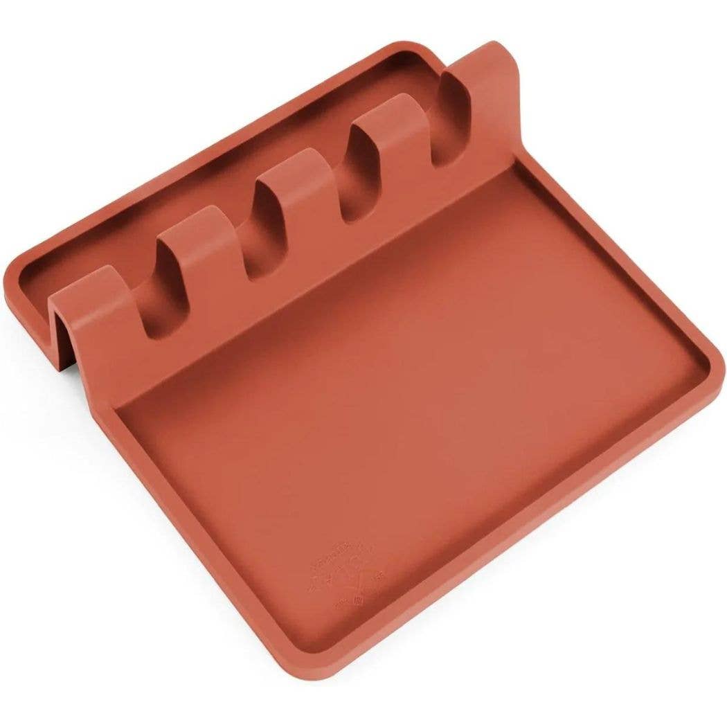 Silicone Utensil Rest with Drip Pad for Multiple Utensils: Canyon Rose
