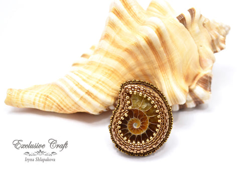 ammonite adjustable beaded ring