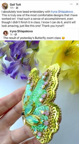 bead embroidered butterfly zoom class