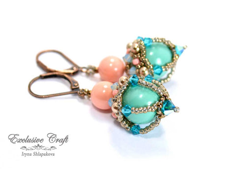 pearl teal earrings