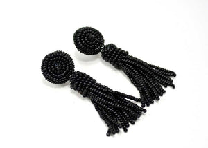 handcrafted bead embroidered tassel earrings