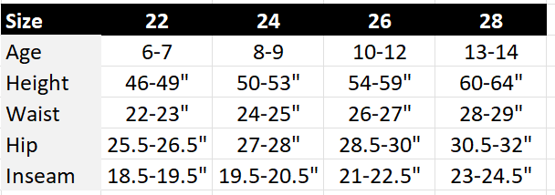 Fox Youth sizing runs similar to other brands