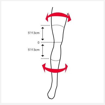 Measure above and below knee cap