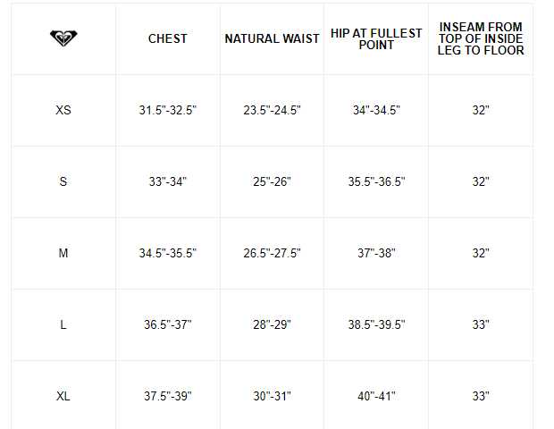 Roxy sizing runs similar to other brands