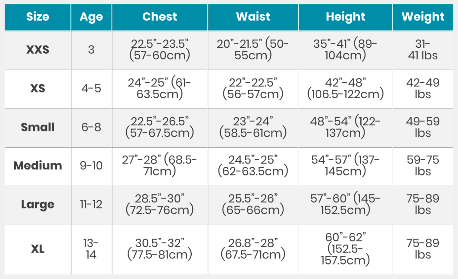 Smartwool Kids sizing runs similar to other brands
