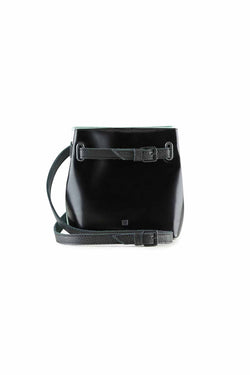 black leather bum bag womens