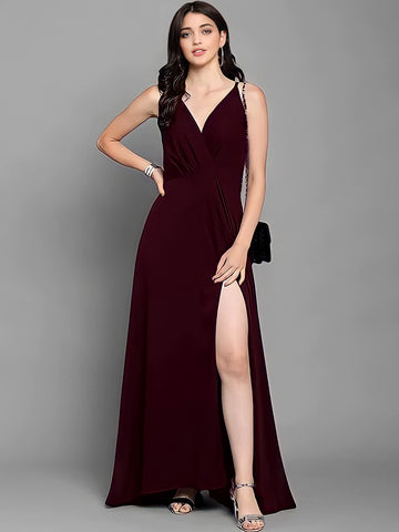 Elegant V-Neck Maxi Dress - Styled by Influencer - wyshlist shopping website