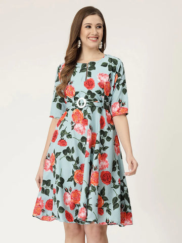  Floral Breeze Fit & Flare Dress:
