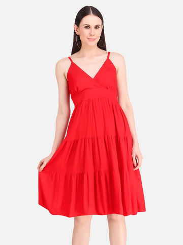 Red Passion Smocked Fit & Flare Dress: