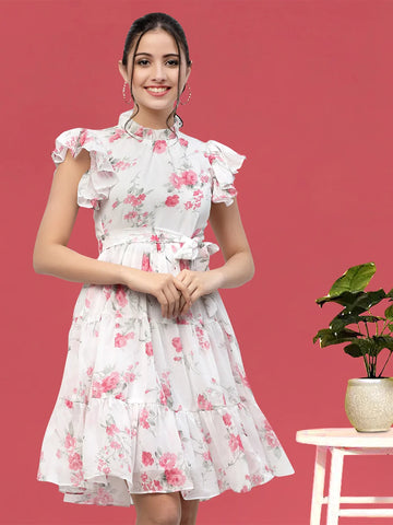 Fluttering Florals Georgette Dress - Styled by Influencers on wyshlist
