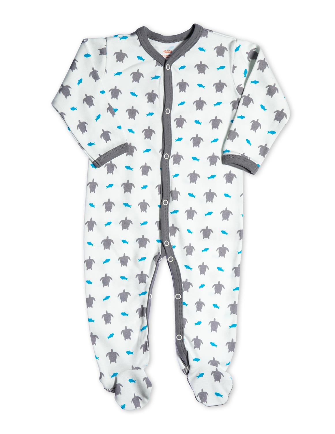 Organic Cotton Footie Grey Turtle | Jazzy Organics