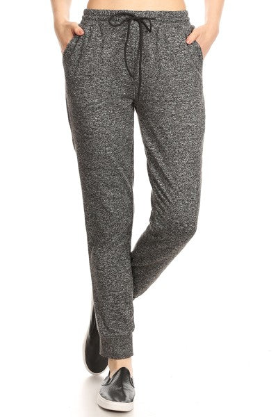 Wholesale Womens Soft Brushed Fleece Lined Sweatpants - Dark Heather Grey