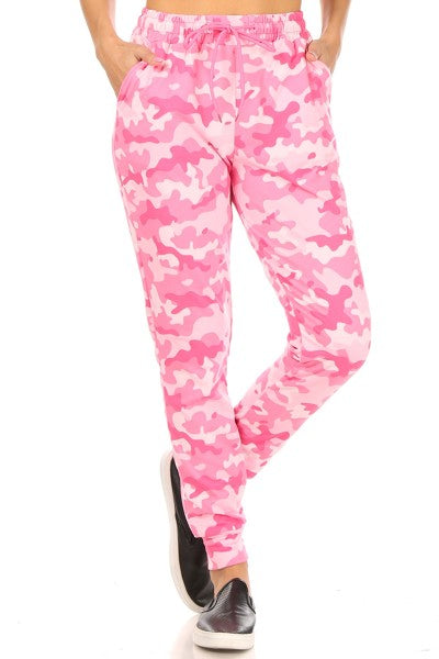 Wholesale Womens Soft Brushed Fleece Lined Sweatpants - Pink Camo