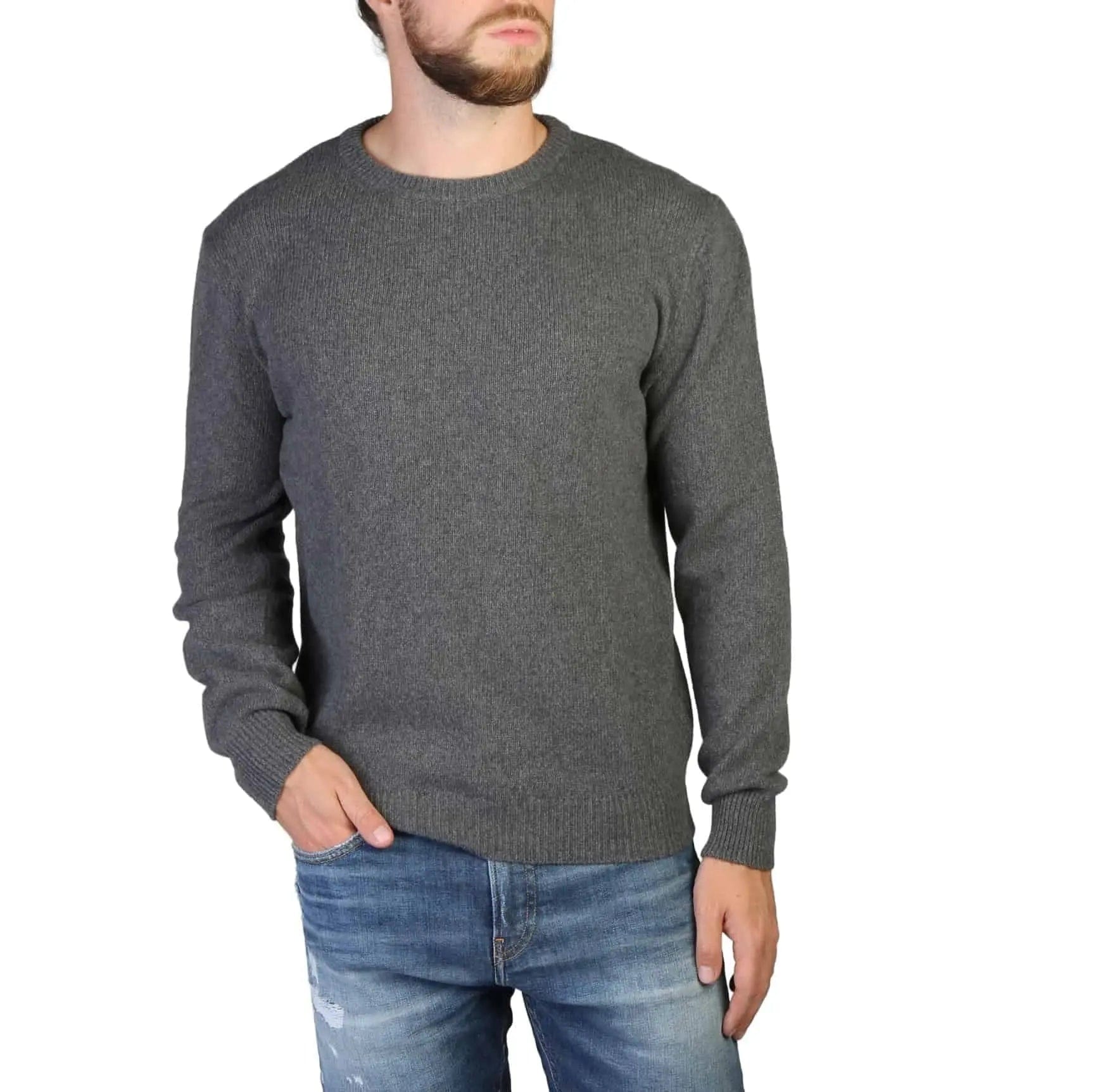 shopify MEN 100% Cashmere - C-NECK-M - Grey