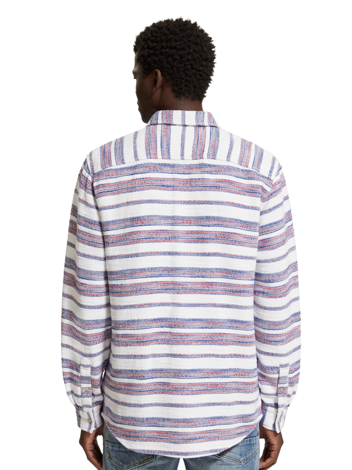 Men's Basket Weave Gradient Stripe Shirt | White | | Scotch & Soda