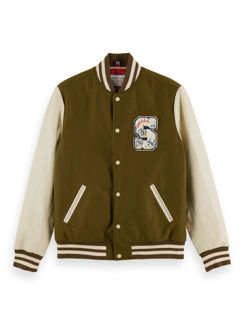 College Wool Blend Varsity Jacket in Multicoloured - Off White