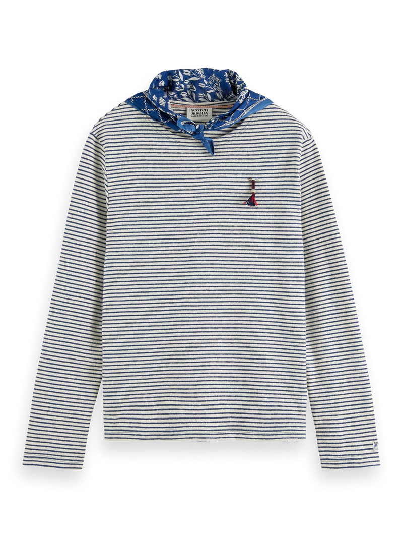 Long-sleeved striped bandana collar T-shirt | Scotch & Soda