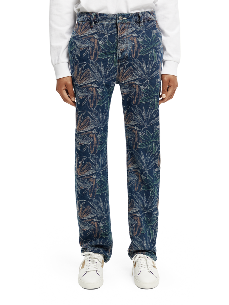 Logo Jacquard Denim Pants in Blue - Amiri