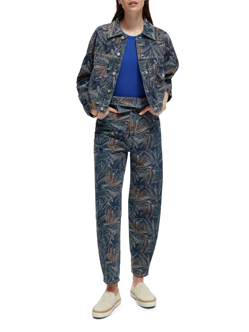 Printed denim jacket - Denim blue/Floral - Ladies