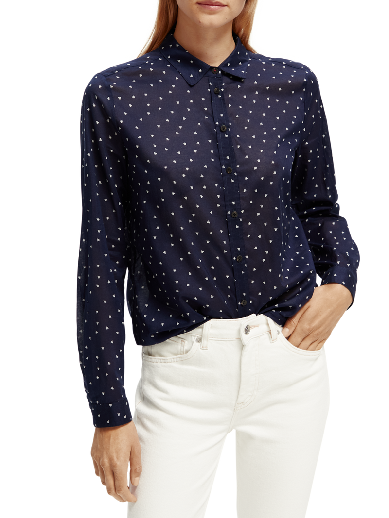 Regular fit printed organic cotton shirt | Scotch & Soda