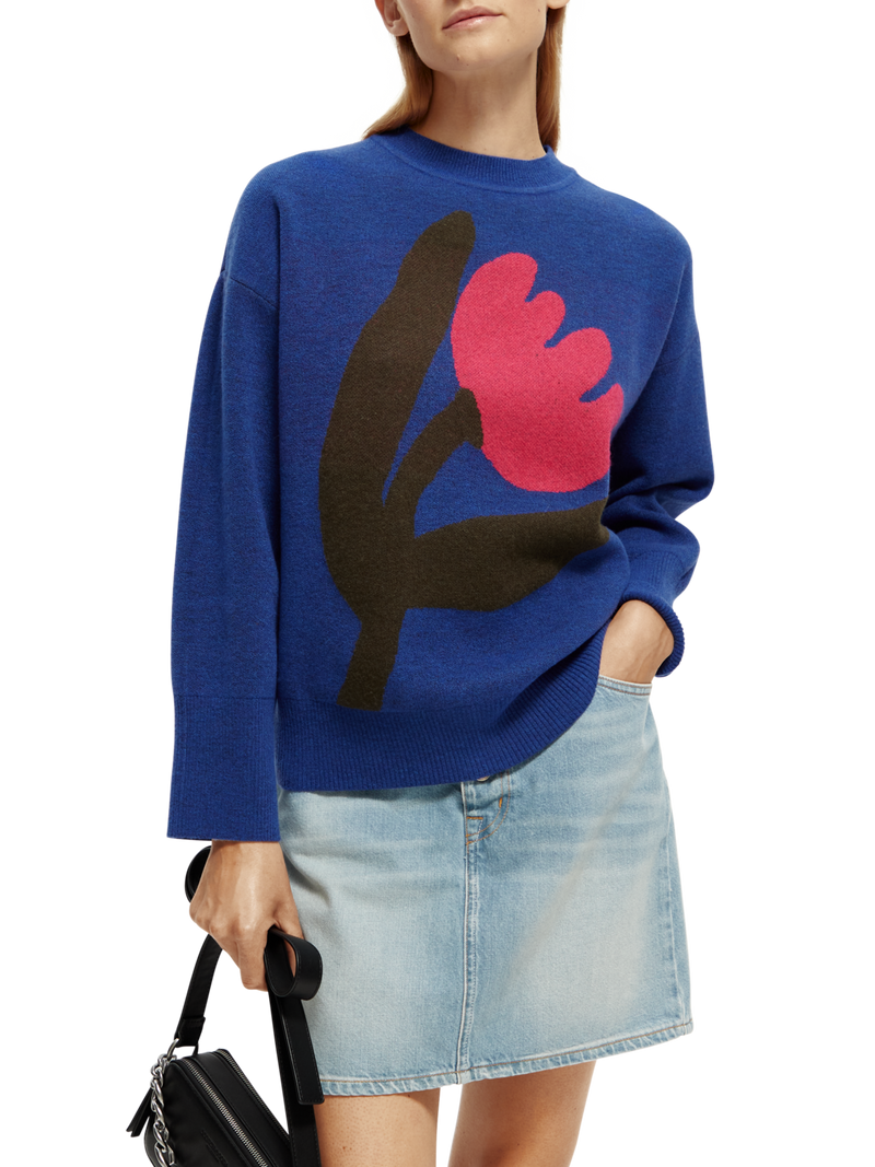 Oversized intarsia knitted sweater