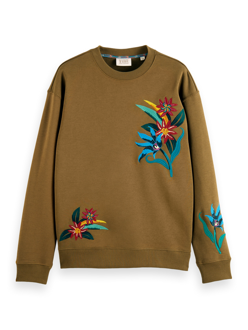 embroidery crew neck sweatshirt