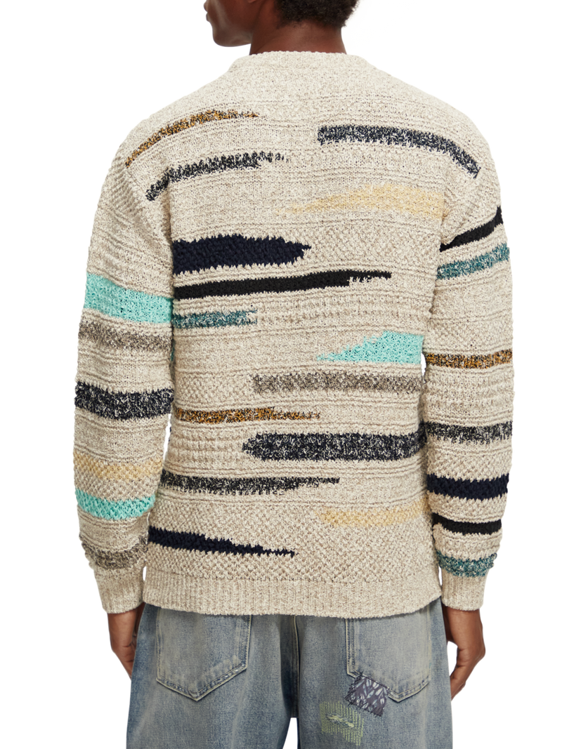 Melange jacquard striped crewneck sweater | Scotch & Soda