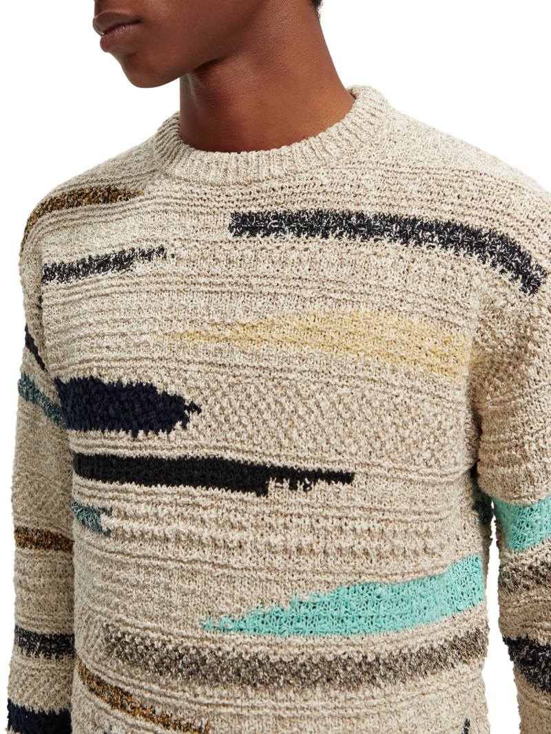 Melange jacquard striped crewneck sweater | Scotch & Soda