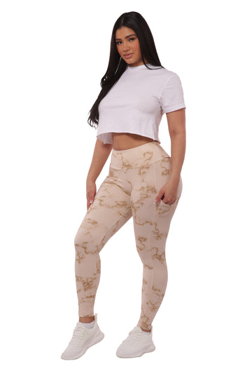 Tummy Control Butt Sculpting Sport Leggings With Pockets - Camel Brown &  Burgundy Floral