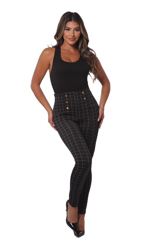 High Waist Treggings With Button-Fly Detail - Black – SHOSHO Fashion