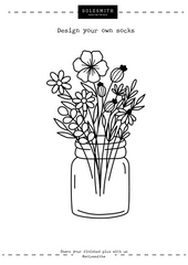 free colouring-in printable of flowers in a jar 